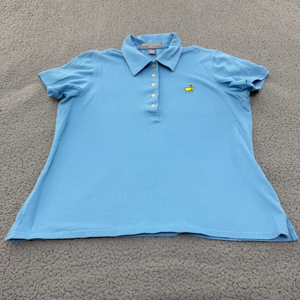 Masters Collection Golf Polo Shirt Women Large Blue Pima Cotton Short Sleeve